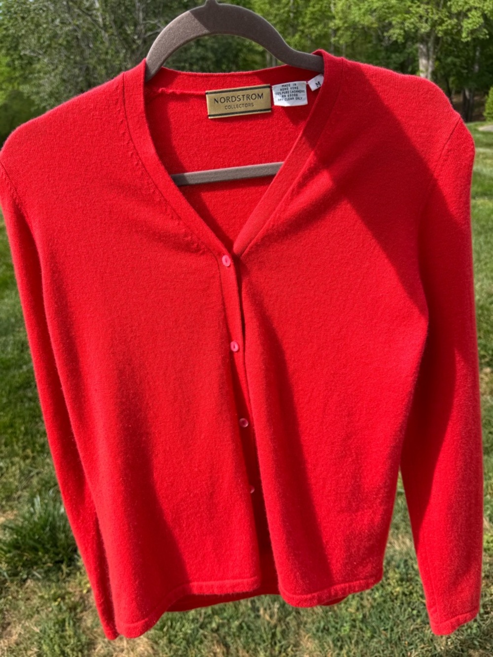Nordstrom Collectors 100% Cashmere Red Cardigan Sweater Medium - Picture 4 of 8
